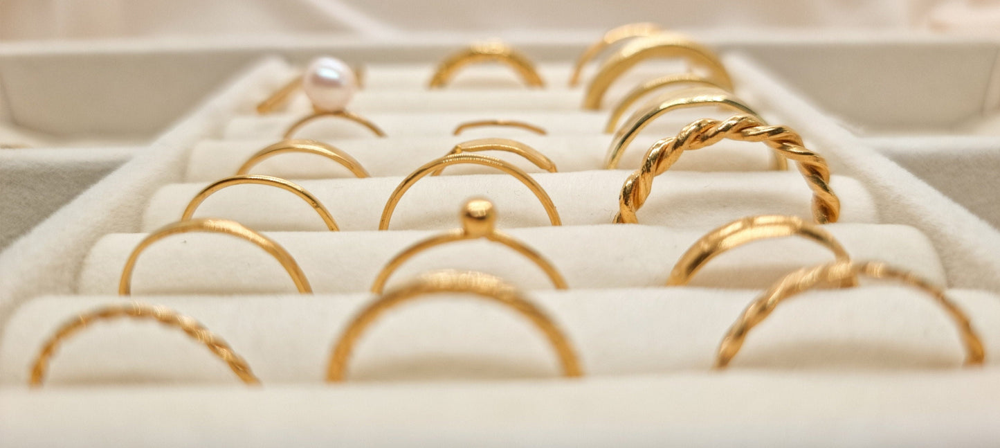 Solid Gold Granule Ring | 24k, 22k, 18k, 14k, 9k Pure Yellow Gold | Women's Gold Stacker Ring | Handmade Natural Minimalist Jewellery |