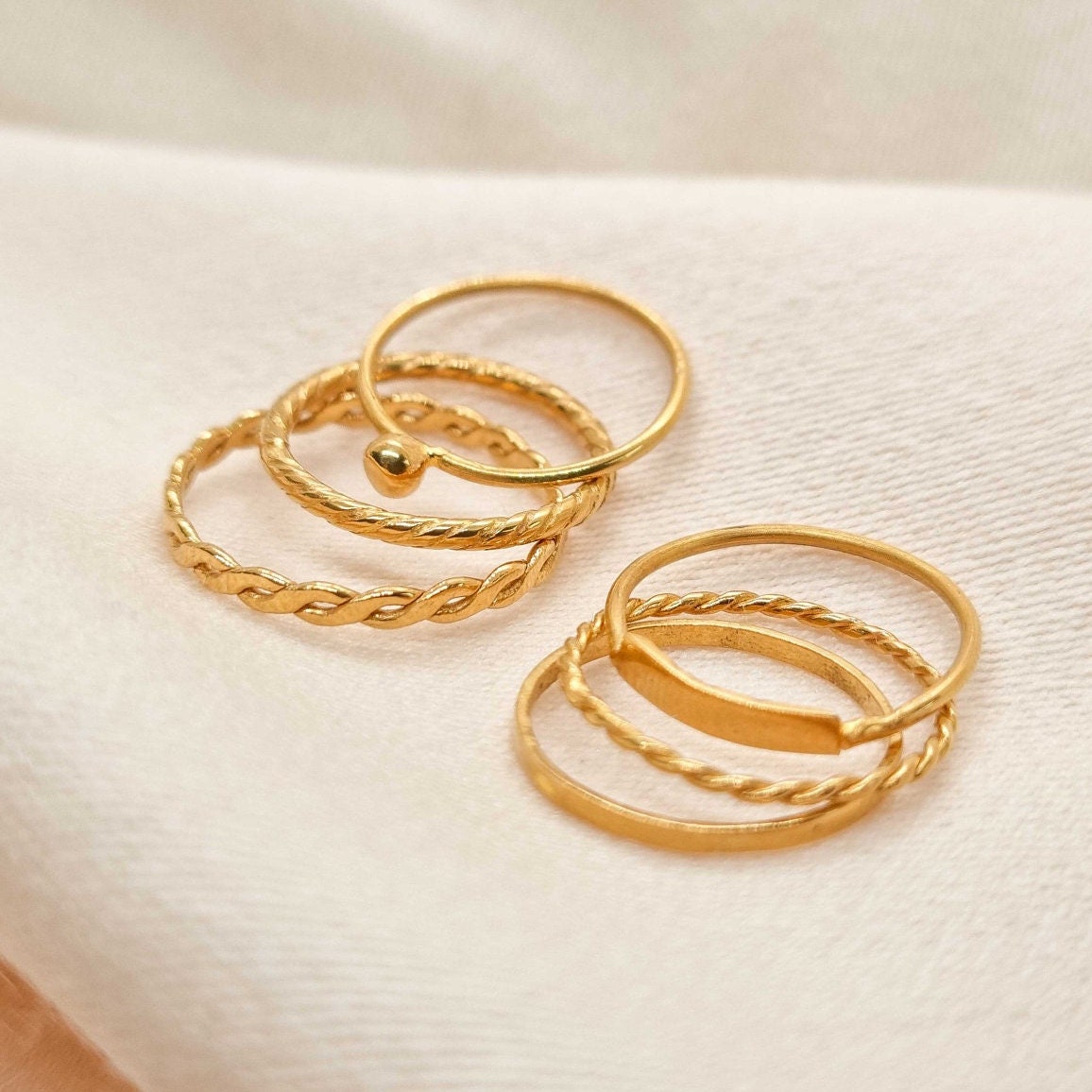 Solid Gold Granule Ring | 24k, 22k, 18k, 14k, 9k Pure Yellow Gold | Women's Gold Stacker Ring | Handmade Natural Minimalist Jewellery |