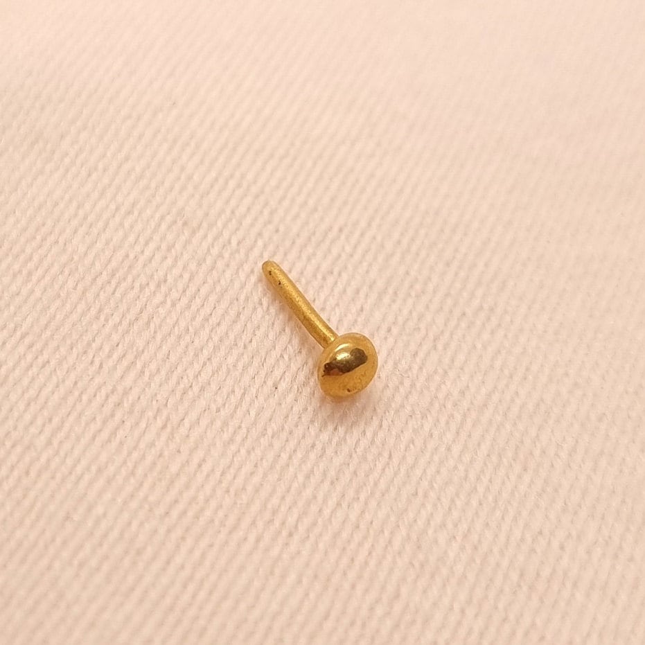 24k Solid Gold Ball Stud Earrings - 9999 Pure Gold Tiny Stud Earrings, Helix Stud, Conch Earrings, Tragus Studs - Handmade