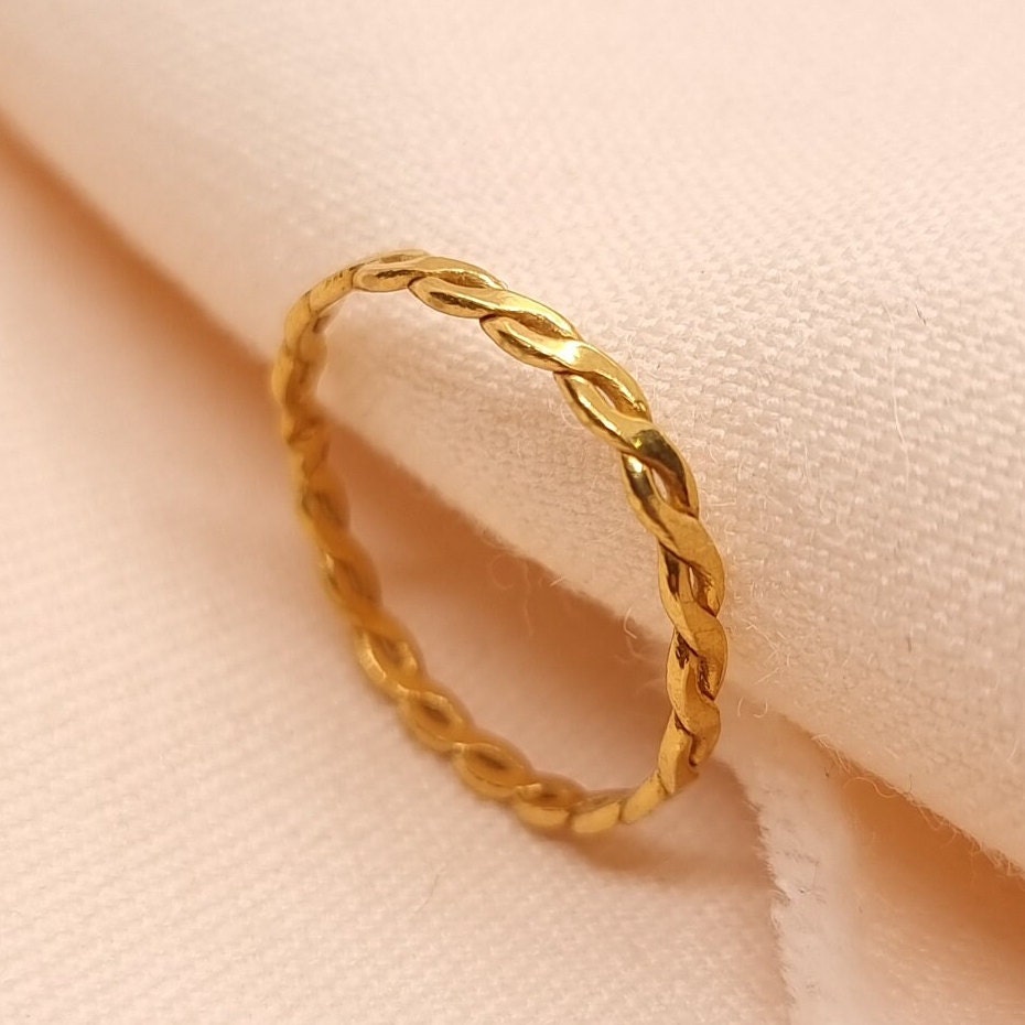 Solid Gold Stacker Ring Set | 24k, 22k, 18k, 14k, 9k Pure Yellow Gold, Women's Stacking Gold Ring Set, Handmade Natural Minimalist Jewellery