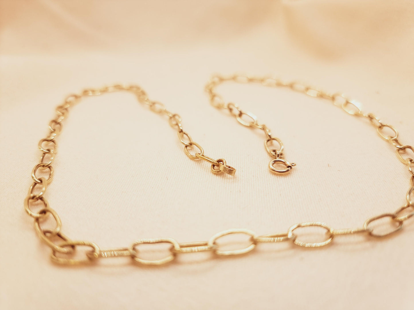 Handmade Solid Gold Paper Link Chain | 45cm | 24k, 22k, 18k, 14k, 9k Pure Yellow Gold Chain | Handmade Natural Minimalist Jewellery |