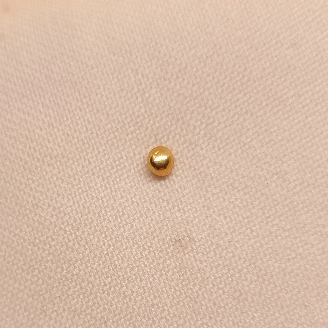 24k Solid Gold Ball Stud Earrings - 9999 Pure Gold Tiny Stud Earrings, Helix Stud, Conch Earrings, Tragus Studs - Handmade