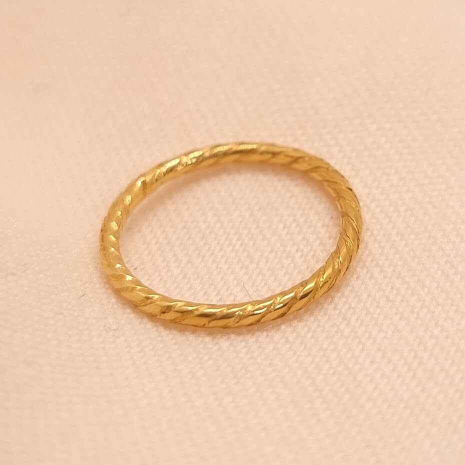 Solid Gold Snake Rope Ring | 24k, 22k, 18k, 14k, 9k Pure Yellow Gold | Unisex Gold Stacker Ring | Handmade Natural Minimalist Jewellery |