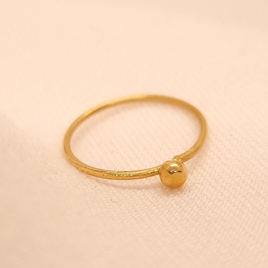 Solid Gold Granule Ring | 24k, 22k, 18k, 14k, 9k Pure Yellow Gold | Women's Gold Stacker Ring | Handmade Natural Minimalist Jewellery |