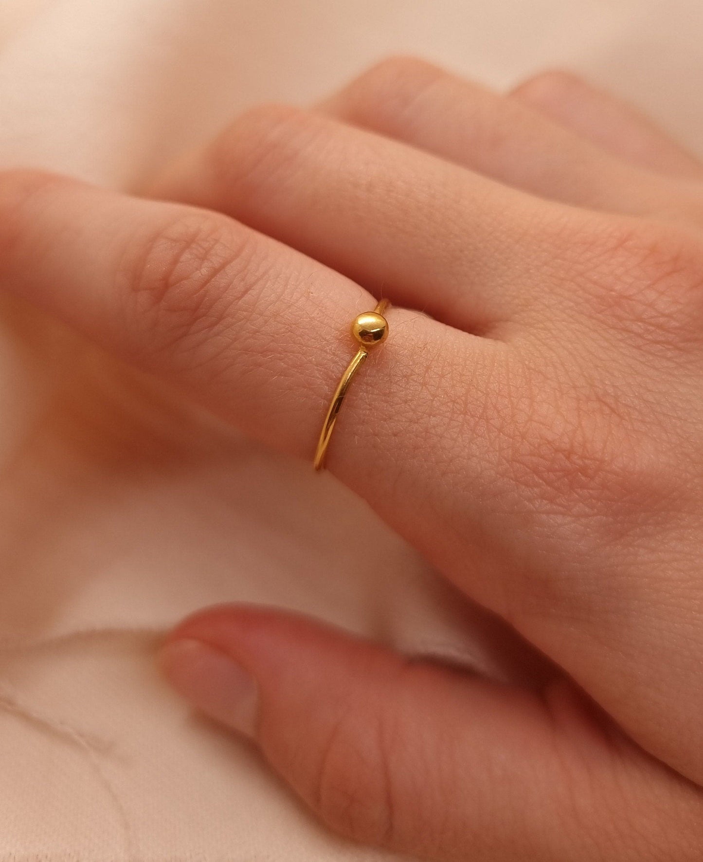 Solid Gold Granule Ring | 24k, 22k, 18k, 14k, 9k Pure Yellow Gold | Women's Gold Stacker Ring | Handmade Natural Minimalist Jewellery |