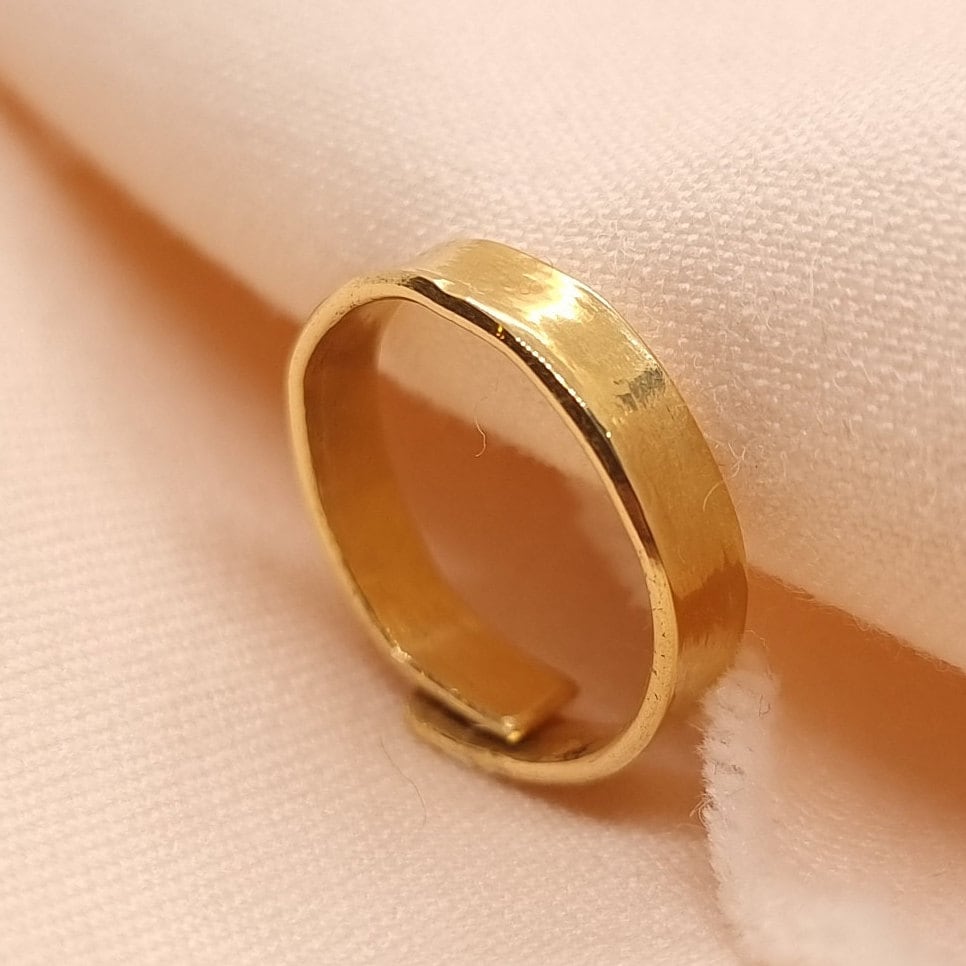 Solid Gold Rolled Edge Ring | 24k, 22k, 18k, 14k, 9k Pure Yellow Gold | Unisex Adjustable Gold Ring | Handmade Bespoke Fine Jewellery |