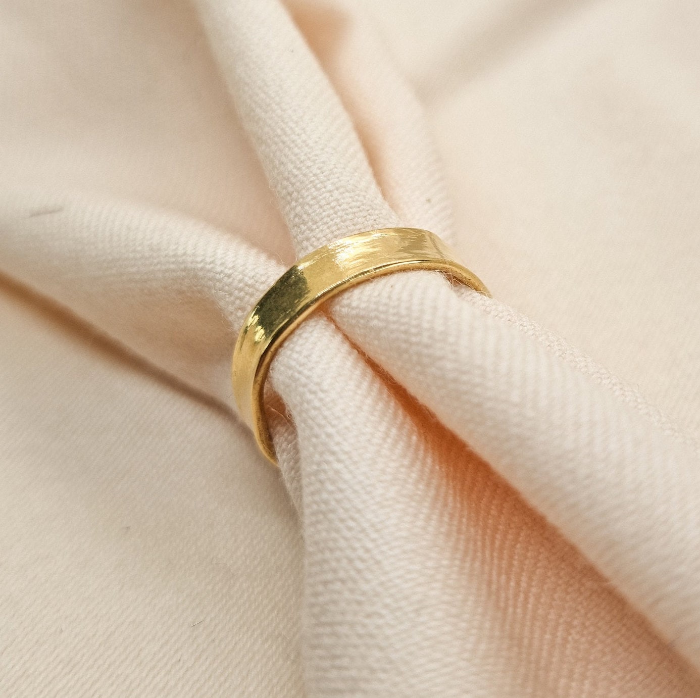 Solid Gold Rolled Edge Ring | 24k, 22k, 18k, 14k, 9k Pure Yellow Gold | Unisex Adjustable Gold Ring | Handmade Bespoke Fine Jewellery |