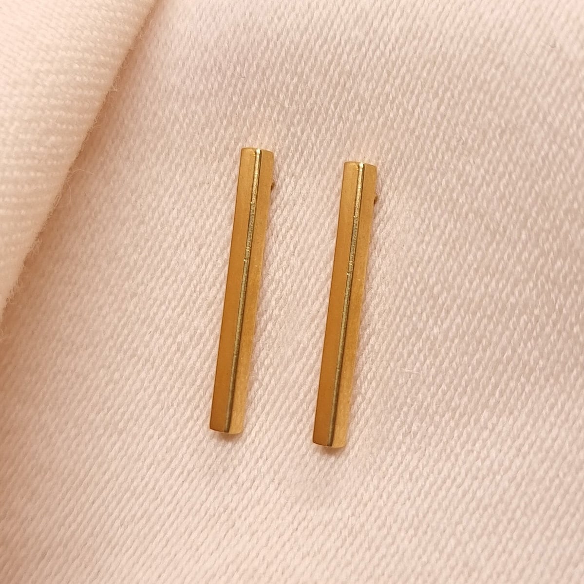 24k Solid Gold Long Bar Drop Earrings, Vertical Bar Drop Earrings, Dainty Tiny Bar Dangle Earrings, 24k Gold Handmade Minimalist Earrings